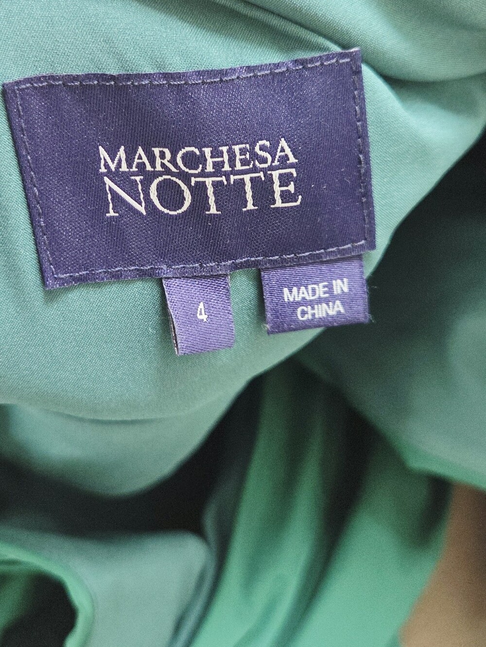 Marchesa Notte Ruffle Taffeta Empire Pleated Ball Gown Green Size 4 - Picture 6 of 9